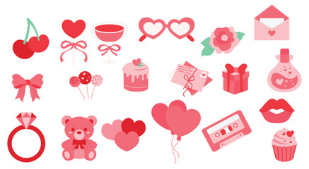 Valentine set love, pink romantic