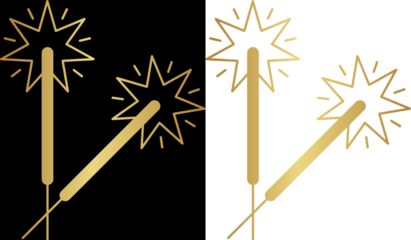 Fireworks New Year Single Element fireworks explosion with gradient sparkles, minimal flat colorful style, isolated on white background New Year fireworks burst Golden