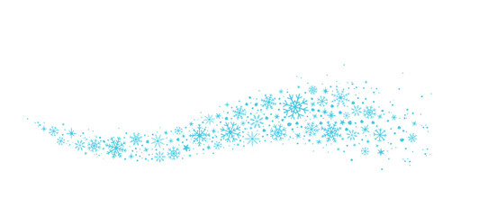 Snow frozen decorative wave, with snowflakes and flakes