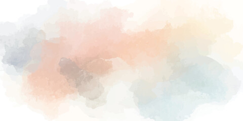 Dreamy pastel watercolor background with soft flowing washes in blue, lavender, and coral,clouds in gentle hues, perfect for creative and calming designs.