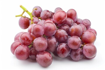 Fototapeta premium Freshly picked red grapes, creating a vibrant display of color and texture against a clean white backdrop