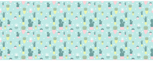 Cute Cactus Seamless Pattern - 1