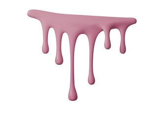 Pink 3D drip icon with glossy liquid texture, isolated on white background. Pink drip element for design, banners and creative layouts. Pink drip adds playful, modern and abstract accent.