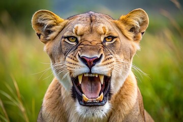 Lioness displaying dangerous teeth