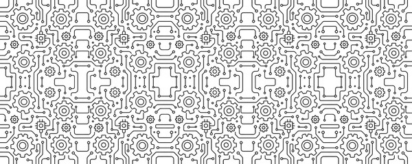 Abstract circuit gear Seamless Pattern - 1