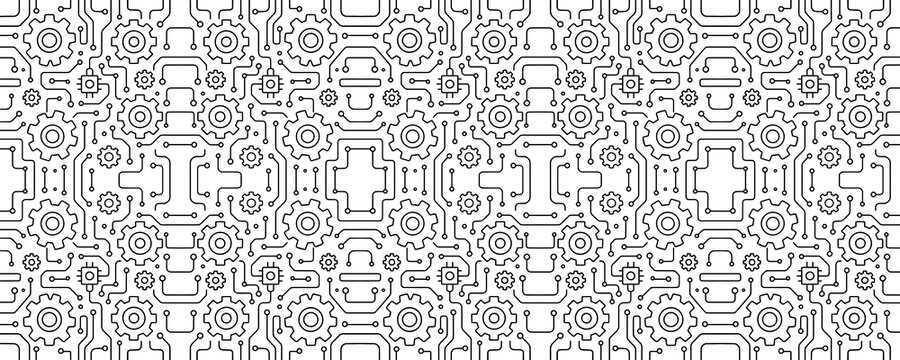 Abstract circuit gear Seamless Pattern - 1