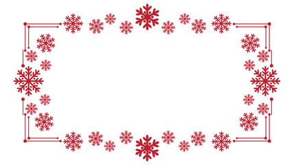 Red winter snowflake rectangular frame for Christmas greeting card and New Year