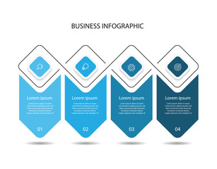 Infographic template vector element design, 4 step process line connected with blue colors can be used for business presentation and web information graphic.
