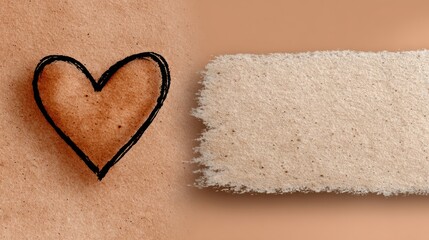 Minimalistic poster design for World Kindness Day, soft warm background, a single line art heart in the center, plenty of empty copy space around the center