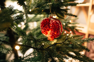 Vintage glass Christmas toy garnet