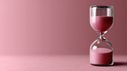 Minimal design, hourglass icon right side, time for kindness, solid background, empty space left for text