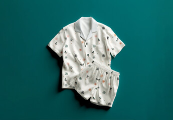 Pajama Set Mockup Shirt and Shorts Flat Lay