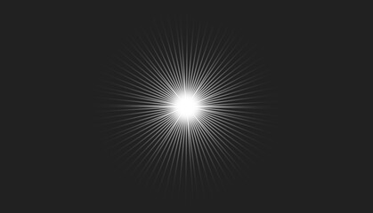 Glowing White Lens Flare Starburst on Black Background