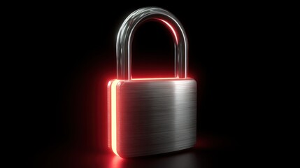 Fototapeta premium Metallic lock with glowing red accents