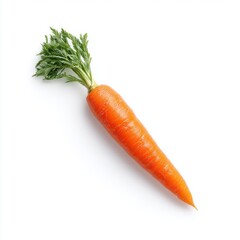 Fresh Orange Carrot with Green Leaves on White Background for Healthy Eating and Culinary Uses