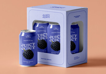 Beverage Can Mockup With Packaging Box