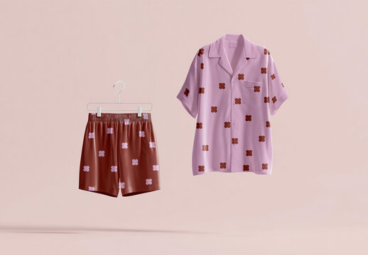 Hanging Pajama Outfit Mockup