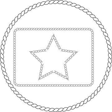 Rope Frame and Star Line Art Emblem Icon in Circular and Square Border Design