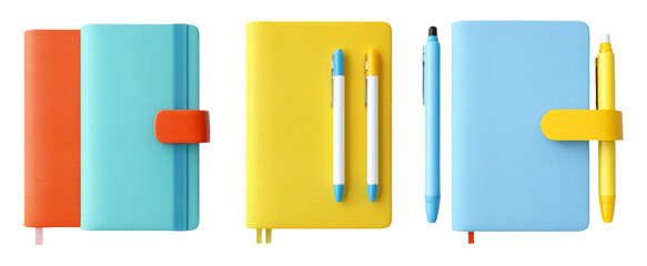 Colorful Notebooks with Pens for Effective Planning and Organization Tasks