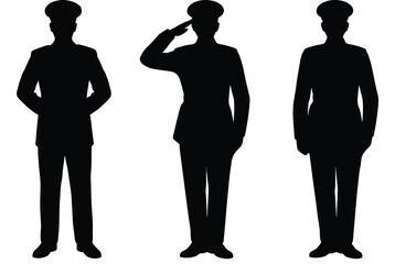 Silhouettes of military personnel isolated on white background, Vector, illustration