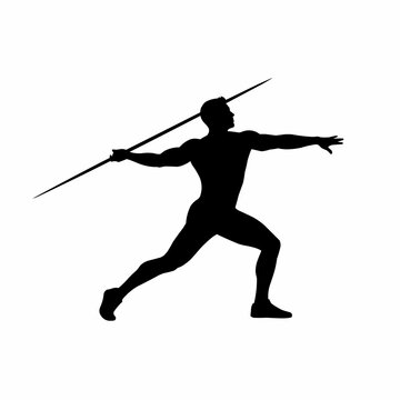 Silhouette Man Throwing Spear Action Pose