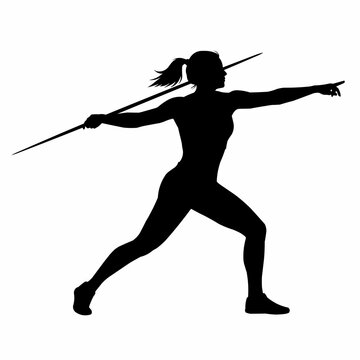 Silhouette woman Throwing Spear Action Pose