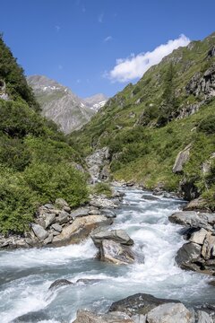 River Isel in the Umbaltal valley, Hohe Tauern National Park, East Tyrol, Tyrol, Austria