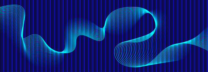 Abstract technology background with flowing curved line waves and smooth digital patterns in a blue gradient. Ideal for corporate presentations, business reports, innovation concepts, professional bra