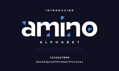 Modern abstract digital alphabet font. Minimal technology typography, Creative urban sport fashion futuristic font and with numbers. vector illustration