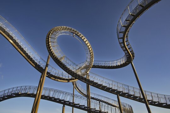 Landmark Tiger & Turtle Magic Mountain by Heike Mutter and Ulrich Genth, walk-in sculpture in the form of a rollercoaster, on the Heinrich-Hildebrand-H&ouml;he spoil tip, Angerpark, Duisburg, North Rhine-Westphalia, Germany