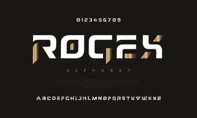 Modern abstract digital alphabet font. Minimal technology typography, Creative urban sport fashion futuristic font and with numbers. vector illustration