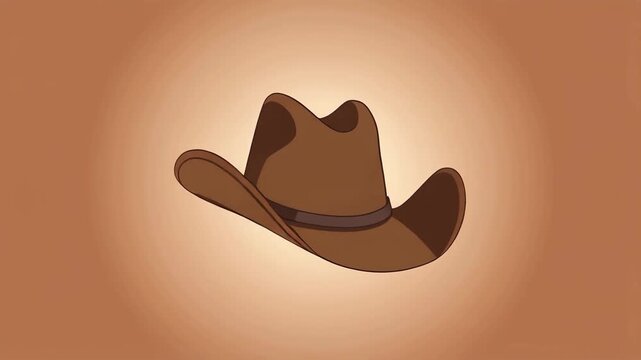 Cartoon Cowboy Hat Illustration Floating on a Gentle Brown Gradient Background