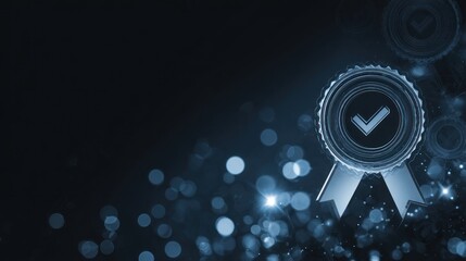 Badge with checkmark and ribbon