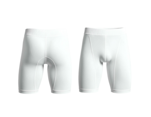 White athletic compression shorts, front and back views (1)