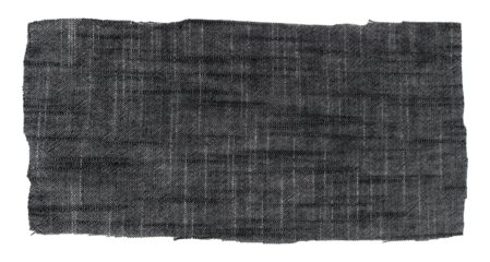 A piece of torn black fabric on a white background. Textile isolate