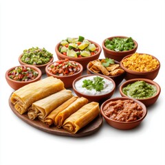 Delicious assortment of Mexican dishes served in traditional bowls and plates