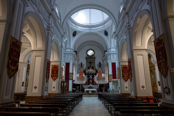 Olvera, Spain - 7 May 23: Interior view of the Olvera church with arches