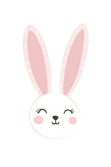Obraz premium Adorable Pink Bunny Face Illustration with Transparent Background for Easter Designs