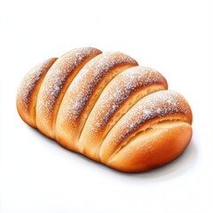Freshly Baked Bread Loaf with Rustic Texture and Light Powdered Sugar Dusting