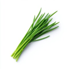 Fresh Green Chives Bundle Isolated on White Background for Culinary and Decorative Purposes