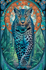 Art nouveau poster African leopard