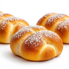 Freshly Baked Bread Rolls on White Background for Culinary Purposes