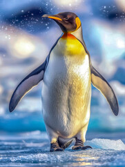 Emperor penguin on snow