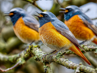 songbirds on tree branch