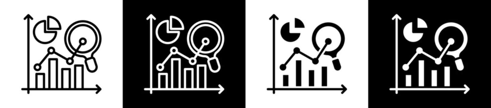 Predictive Analytic Icon Set In Black And White Filled Style Collection