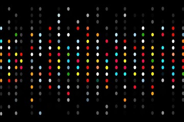 Data Stream: A vibrant cascade of multi-colored dots descends, creating a mesmerizing visual representation of data flow and digital connectivity against a stark backdrop.
