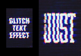 VHS Glitched Text Effect Mockup