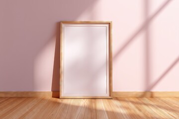 Vertical Poster Mockup in a Sunlit Pink Room