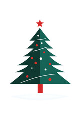 Obraz premium Elegant Christmas Tree with Red Ornaments and Star on Transparent Background