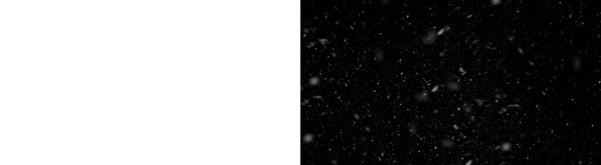 PNG image of black and white static noise texture overlay next to a dark falling snow effect footage on transparent background